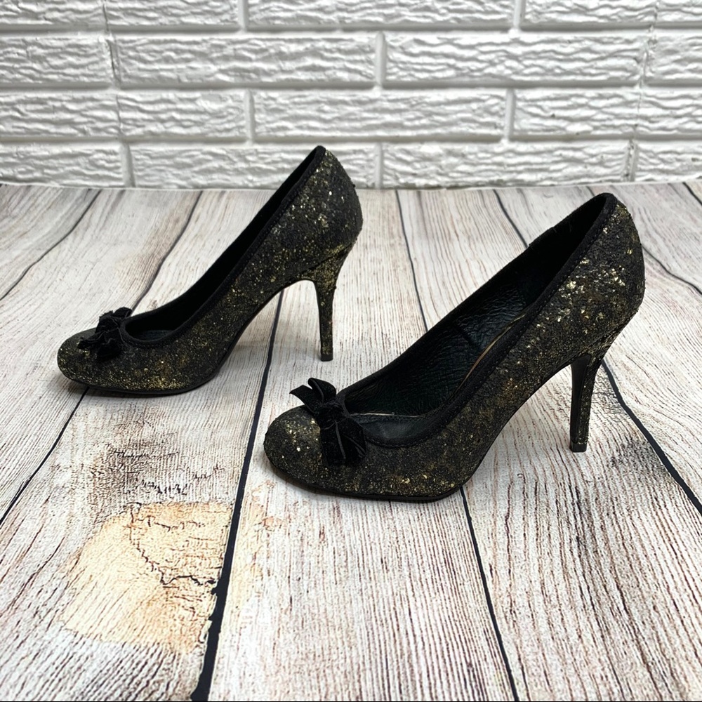Chinese Laundry Black & Gold Glitter Heels - Picture 4 of 6